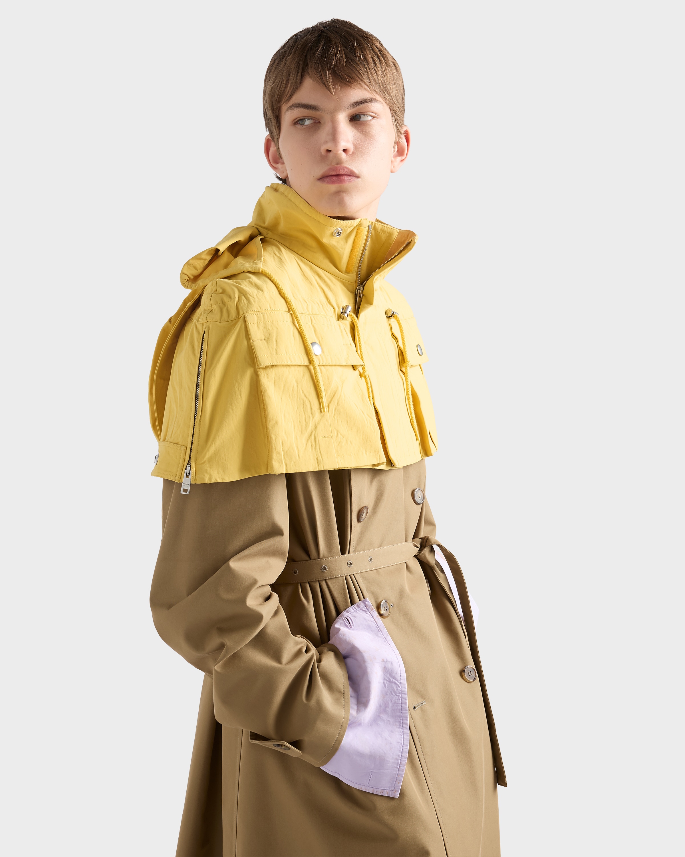 Yellow Technical Fabric Capelet | PRADA - United States