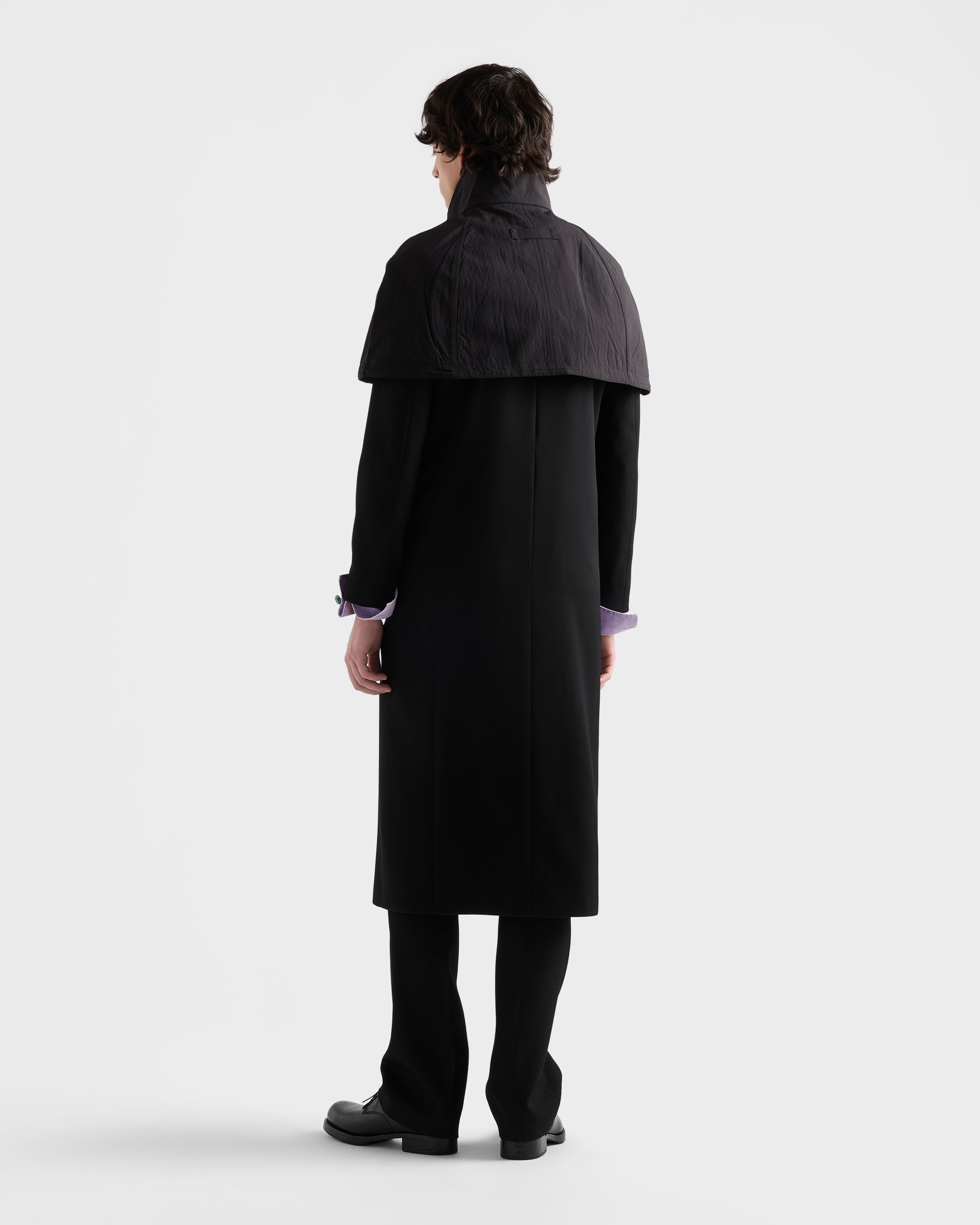 Black Technical Fabric Capelet | PRADA - United States