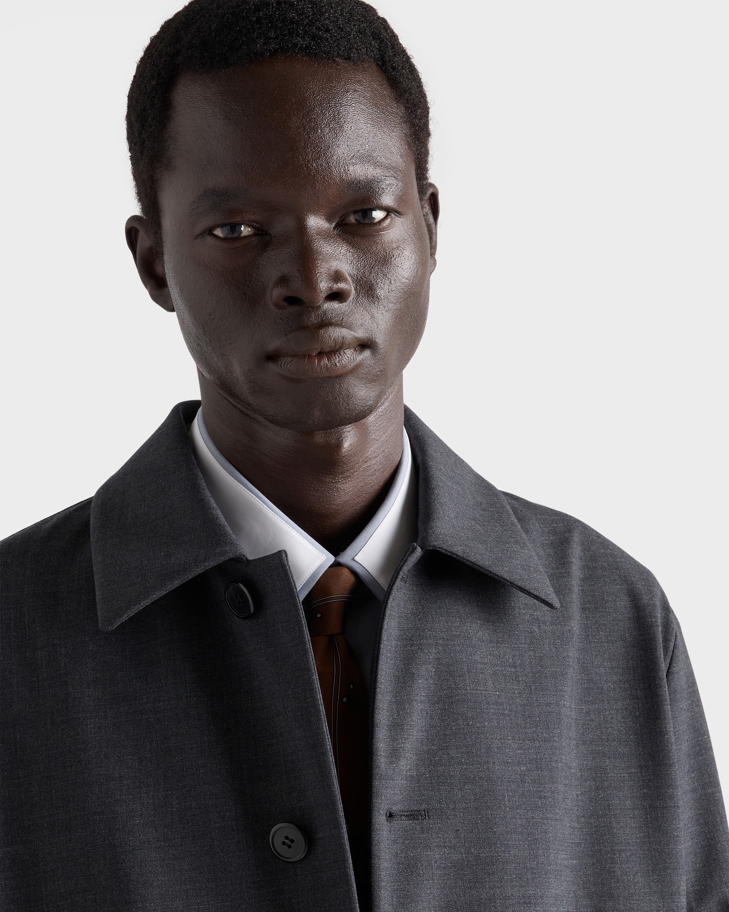 Anthracite Gray Technical Wool Coat | PRADA - United States