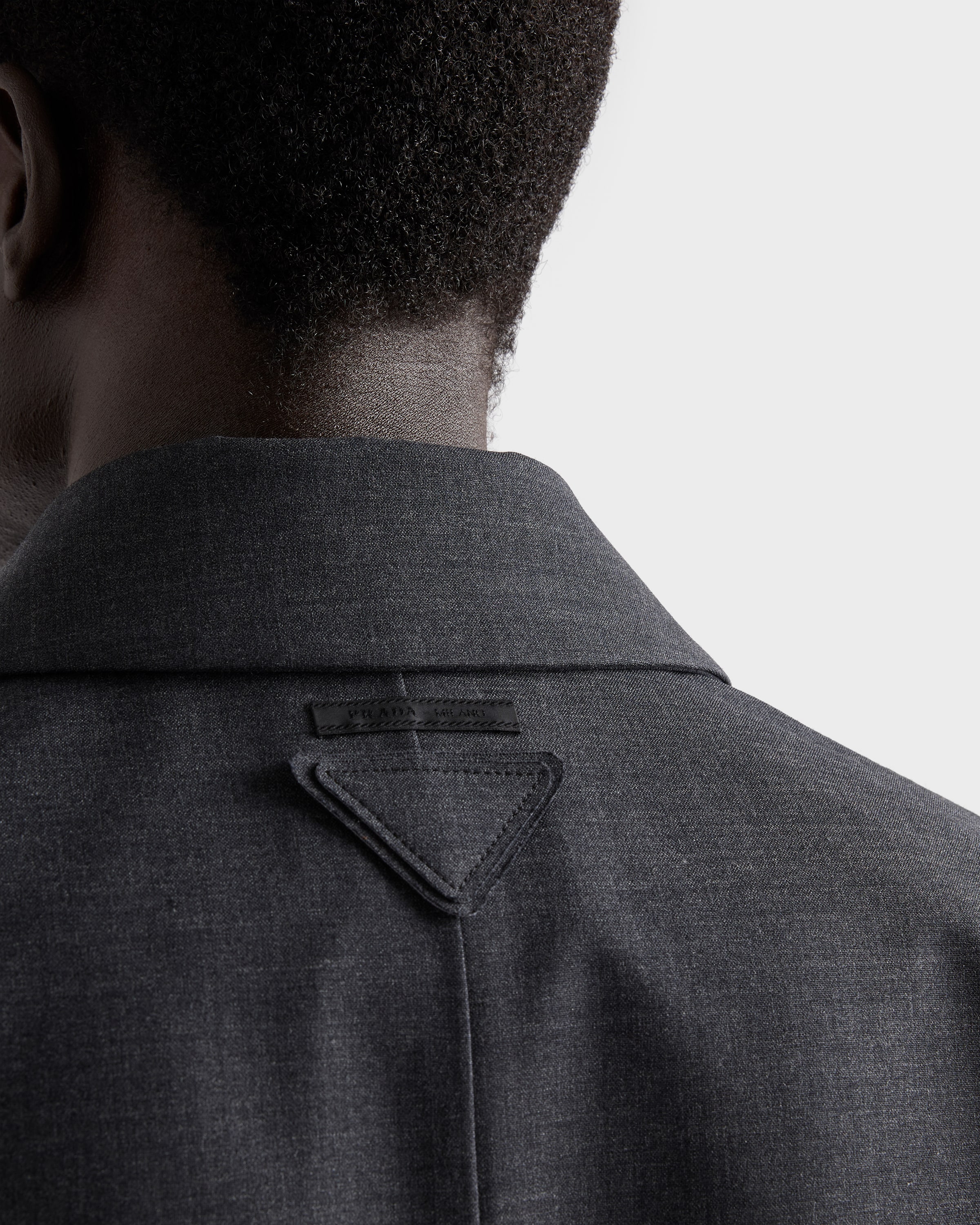 Anthracite Gray Technical Wool Coat | PRADA - United States