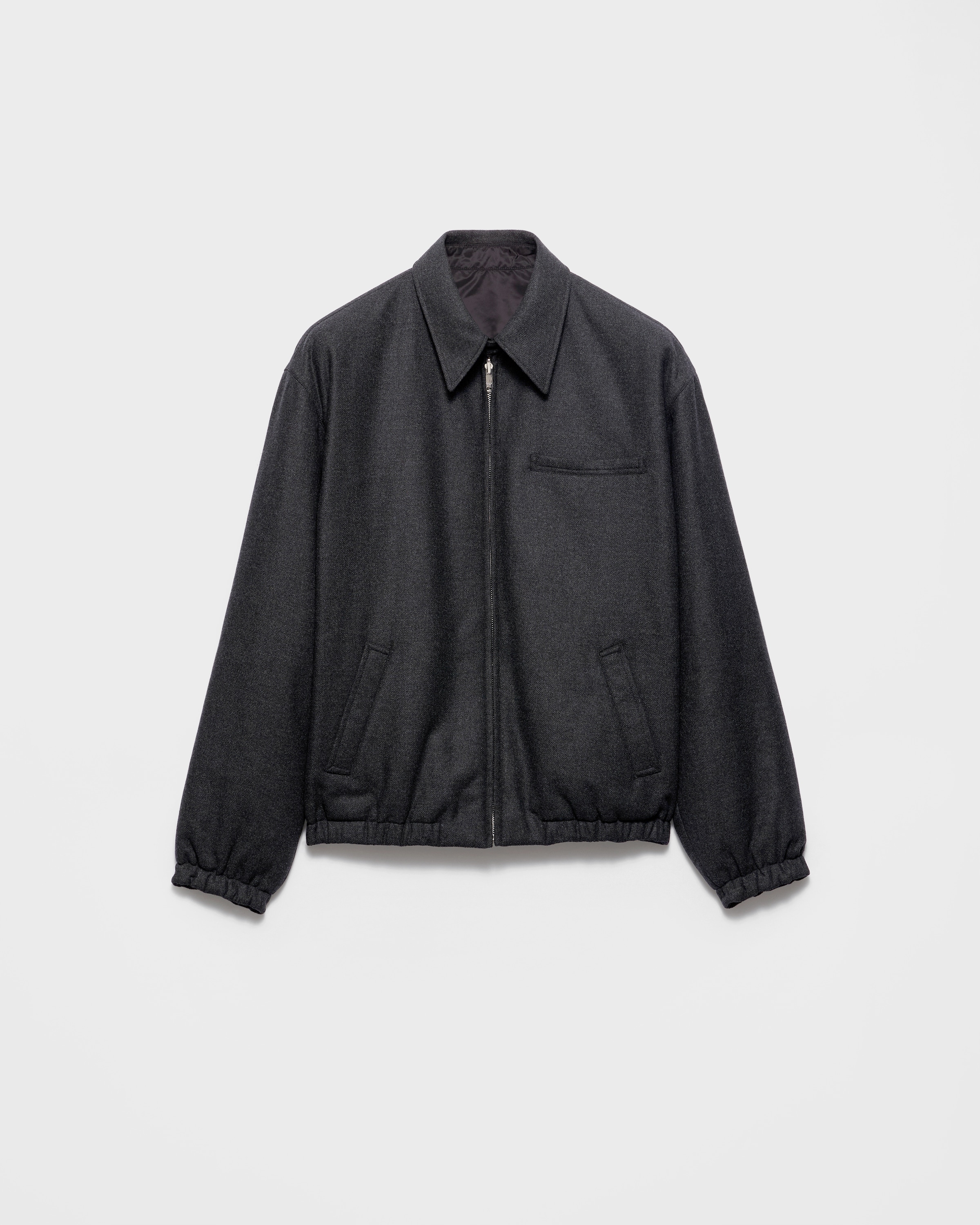 プラダ☆ジャケット★チャコールグレー★軽量★ヴィーガンウール Anthracite Gray Re-wool Blouson Jacket | PRADA - Japan