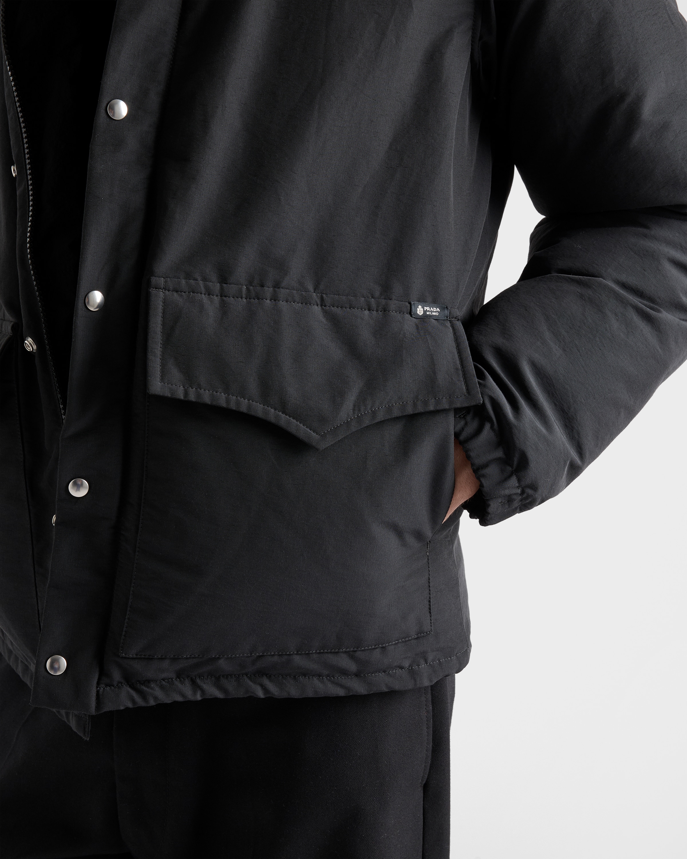 Black Medium-weight Technical Fabric Down Jacket | PRADA - Japan