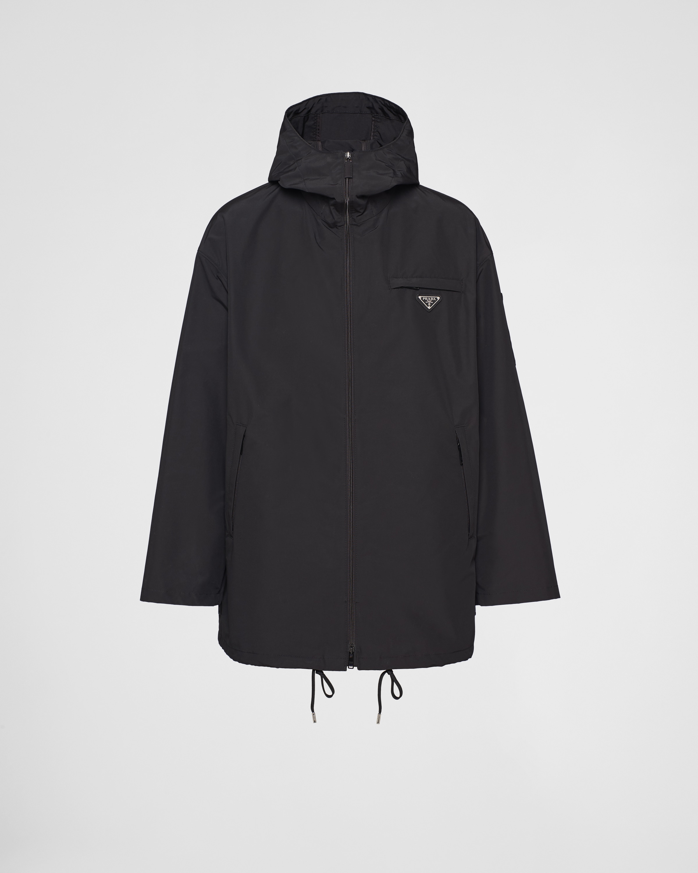 Shop Prada Technical Poplin Raincoat In Black