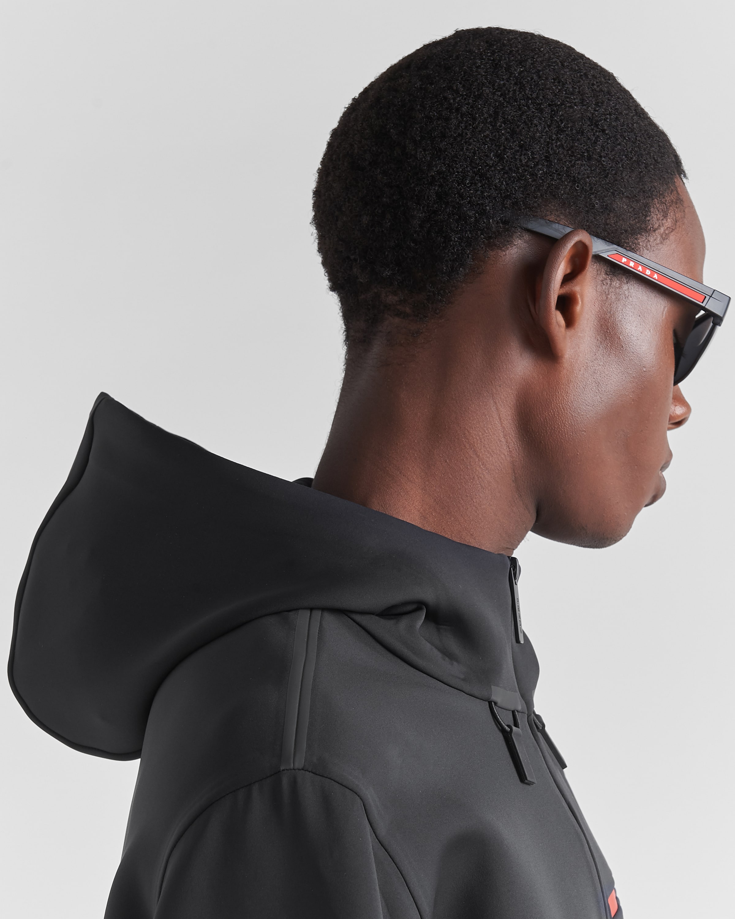 Black Recycled Double Jersey Hoodie | PRADA Black Recycled Double Jersey Hoodie | PRADA