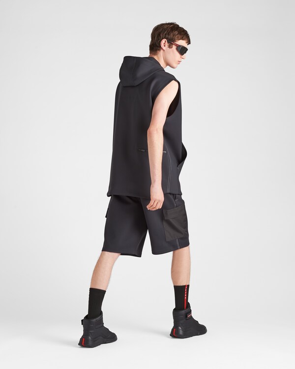 Recycled technical jersey hoodie with heat-sealed tape Recycled technical jersey hoodie with heat-sealed tape