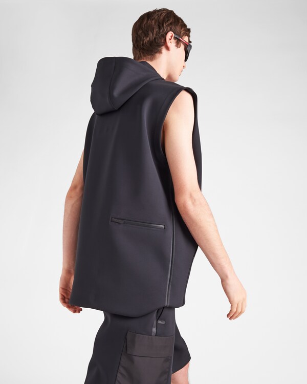 Recycled technical jersey hoodie with heat-sealed tape Recycled technical jersey hoodie with heat-sealed tape