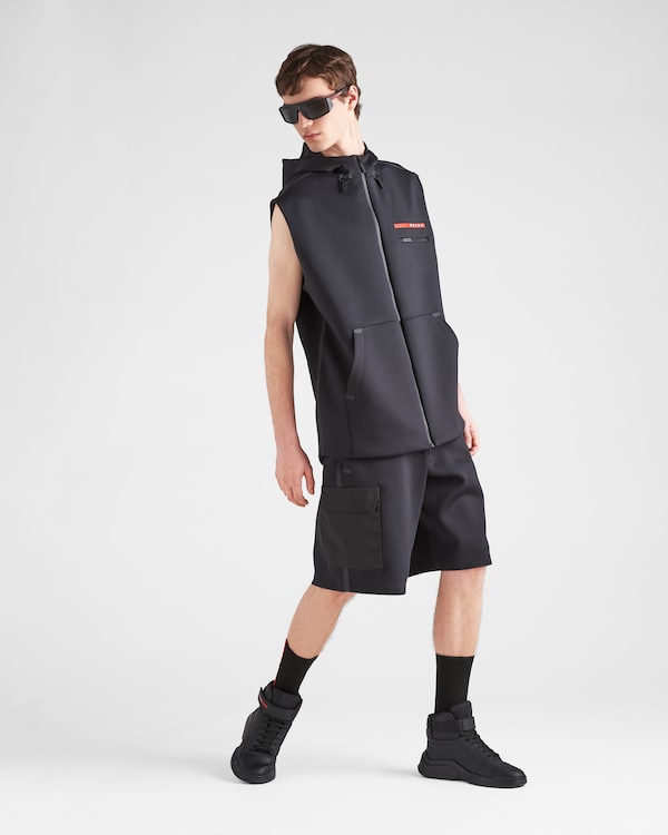 Recycled technical jersey hoodie with heat-sealed tape Recycled technical jersey hoodie with heat-sealed tape