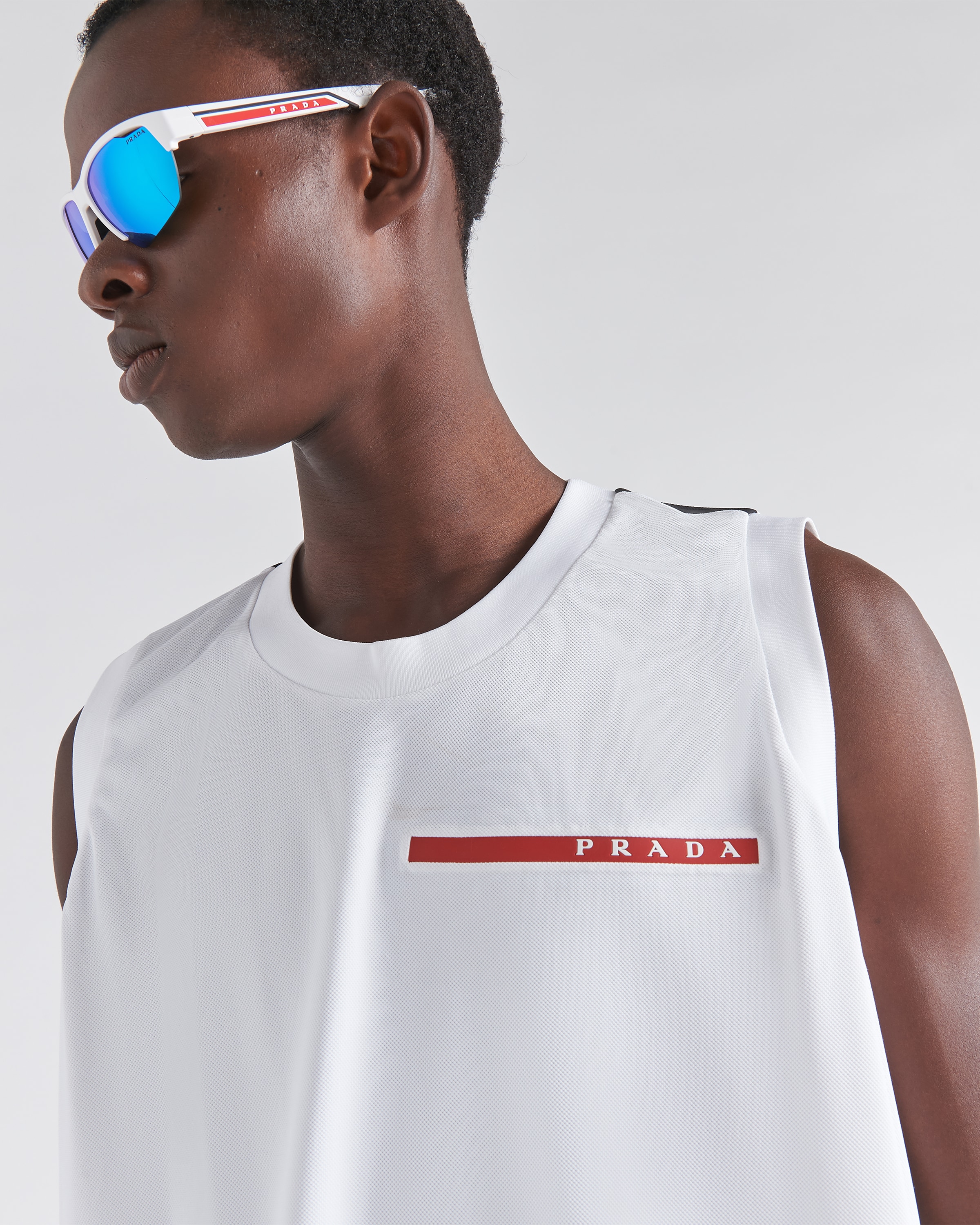 White Piqué Tank Top | PRADA
