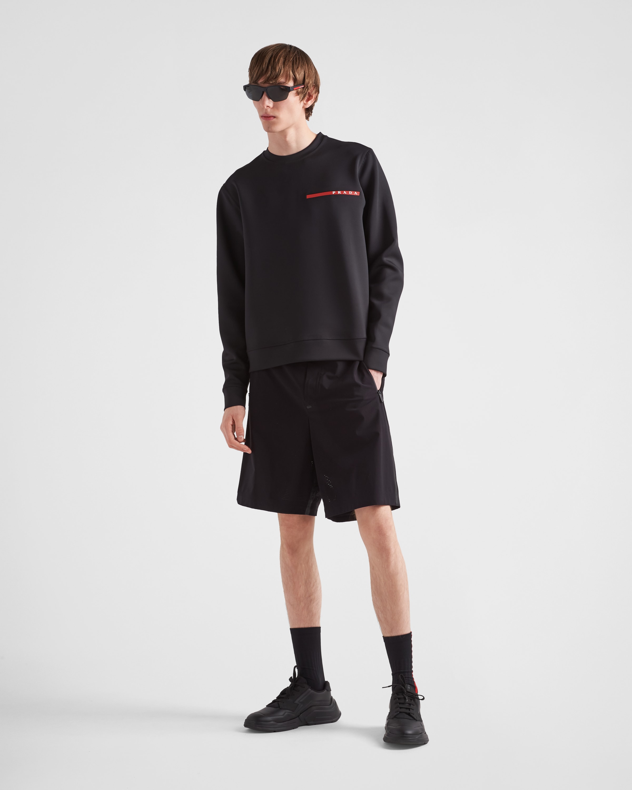 Black Technical fabric hoodie jacket | Prada