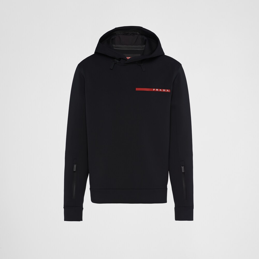 Black Recycled double jersey sweatshirt | Prada