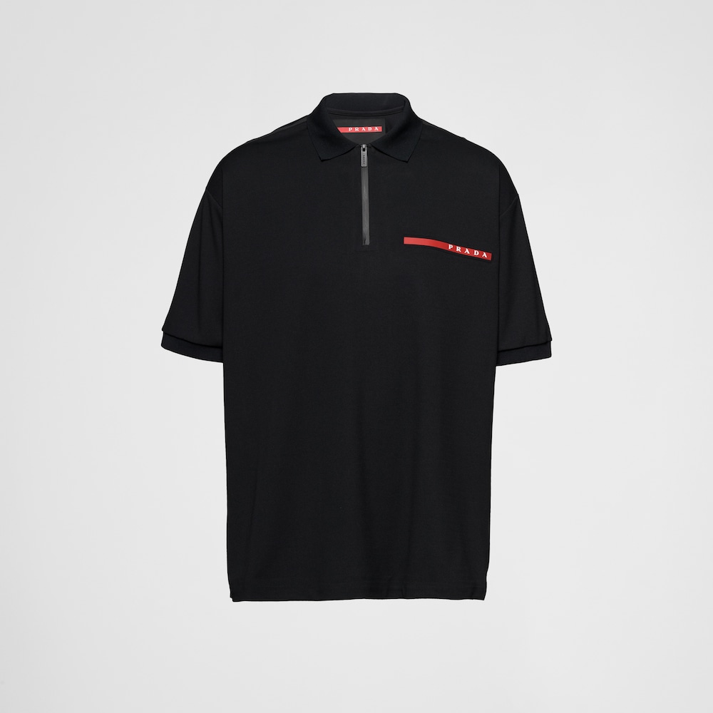 Black Piqué polo shirt | Prada