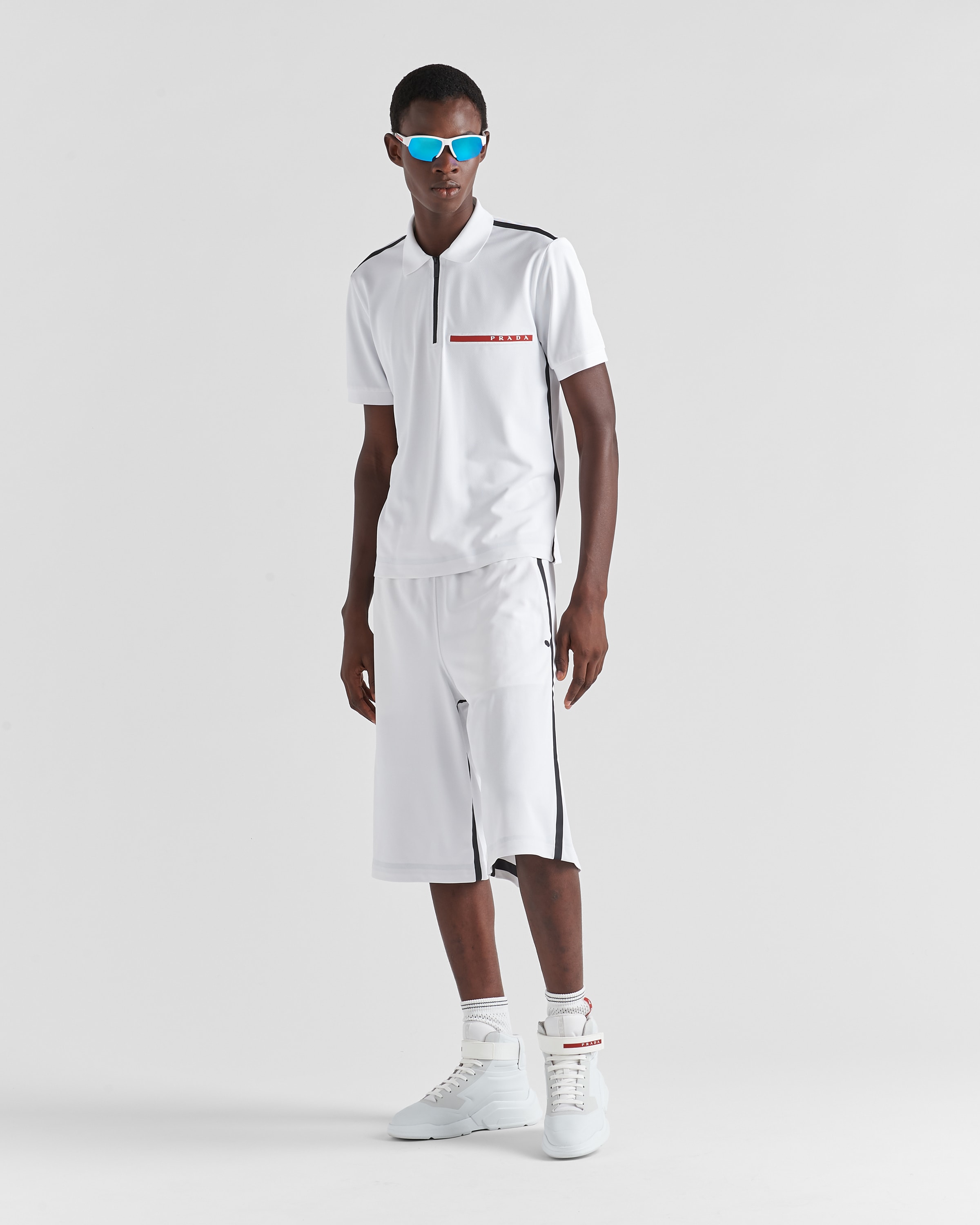 White Piqué polo shirt | PRADA