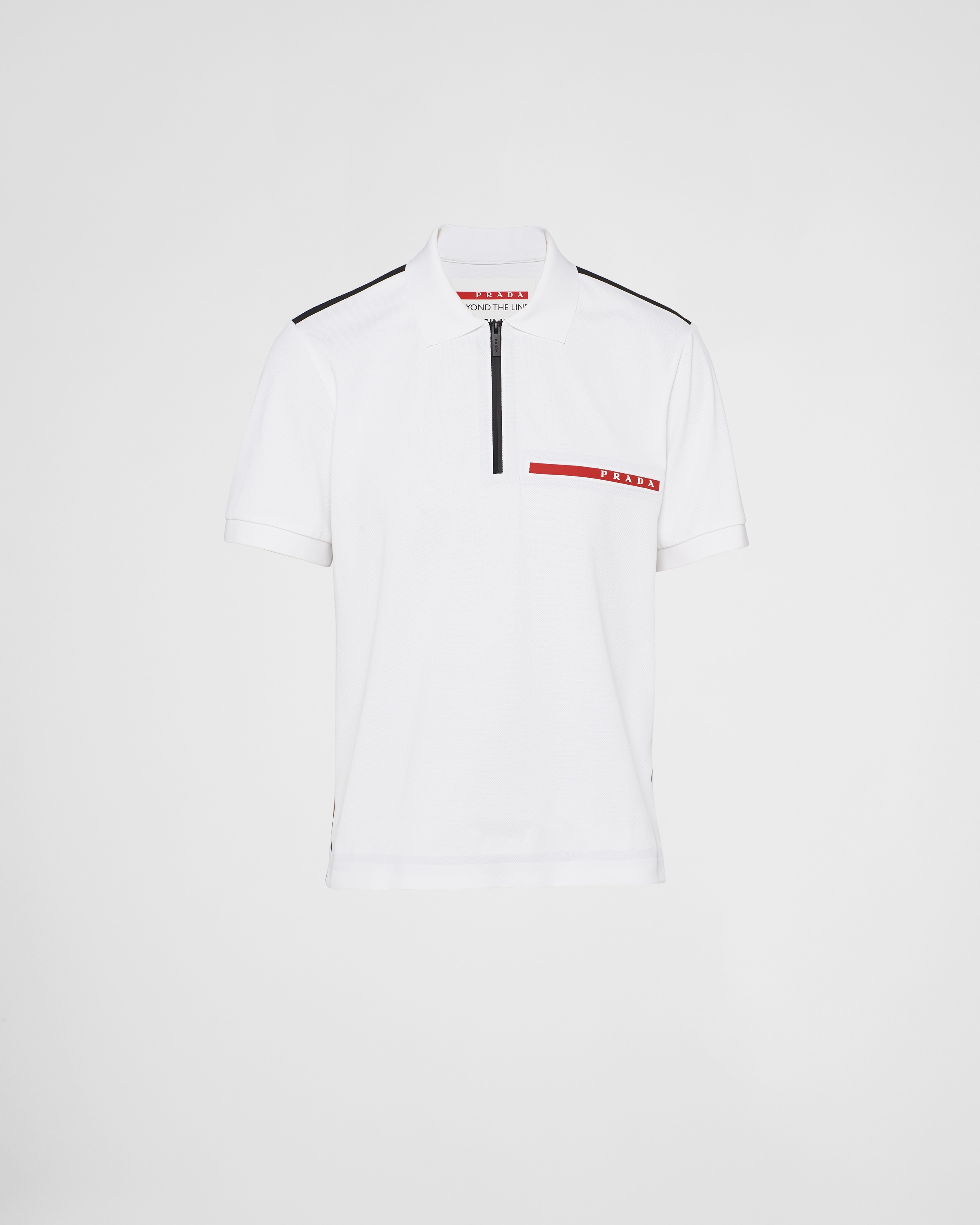 Weiss Poloshirt Aus Pique PRADA