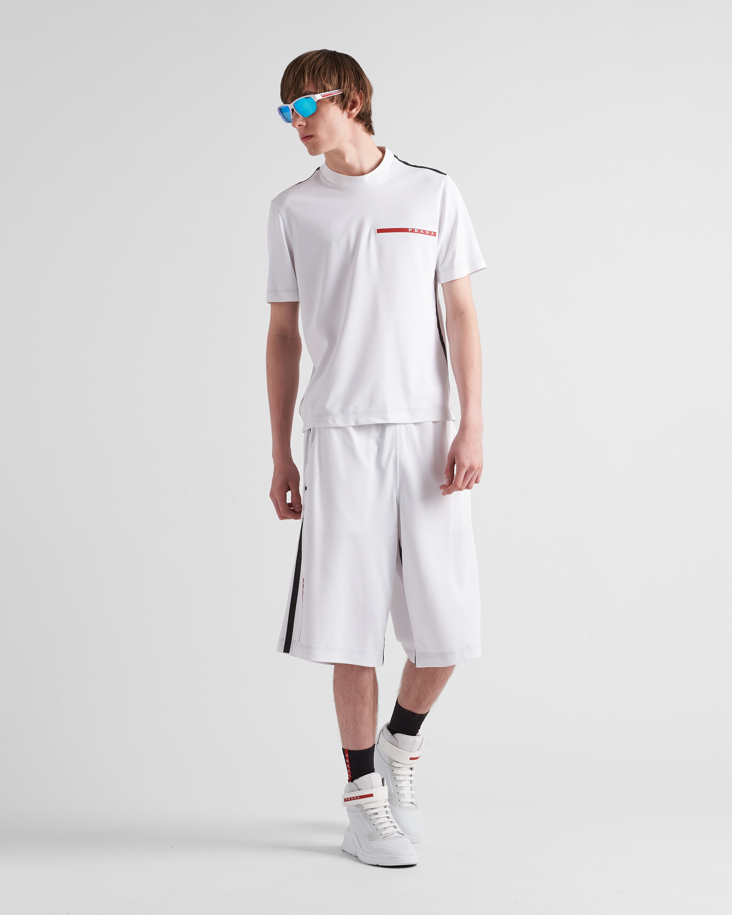 White Piqué T-shirt | PRADA