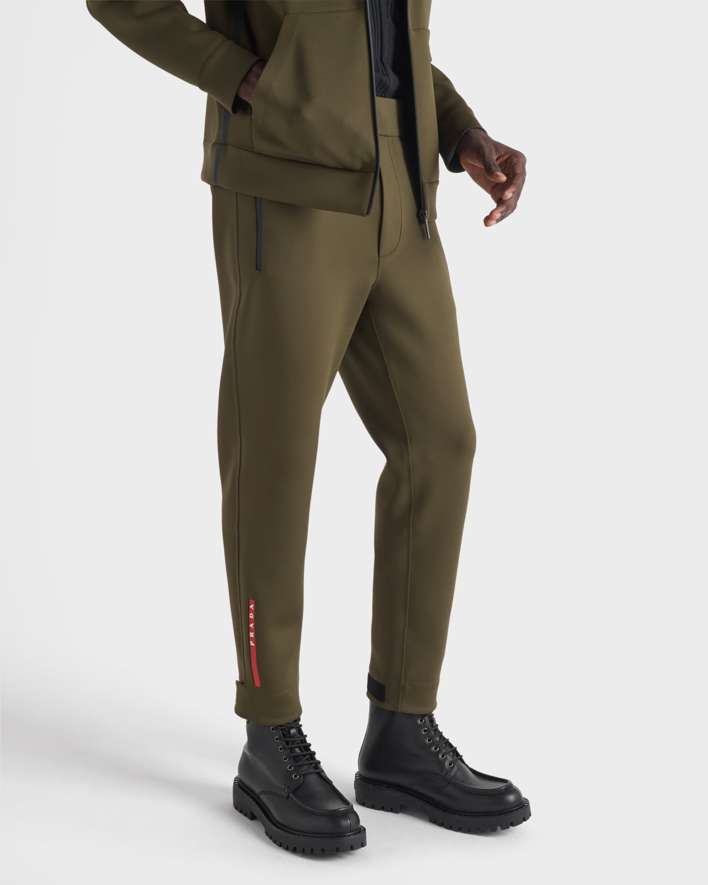 Military Green Technical Fabric Joggers With Heat-sealed Taped