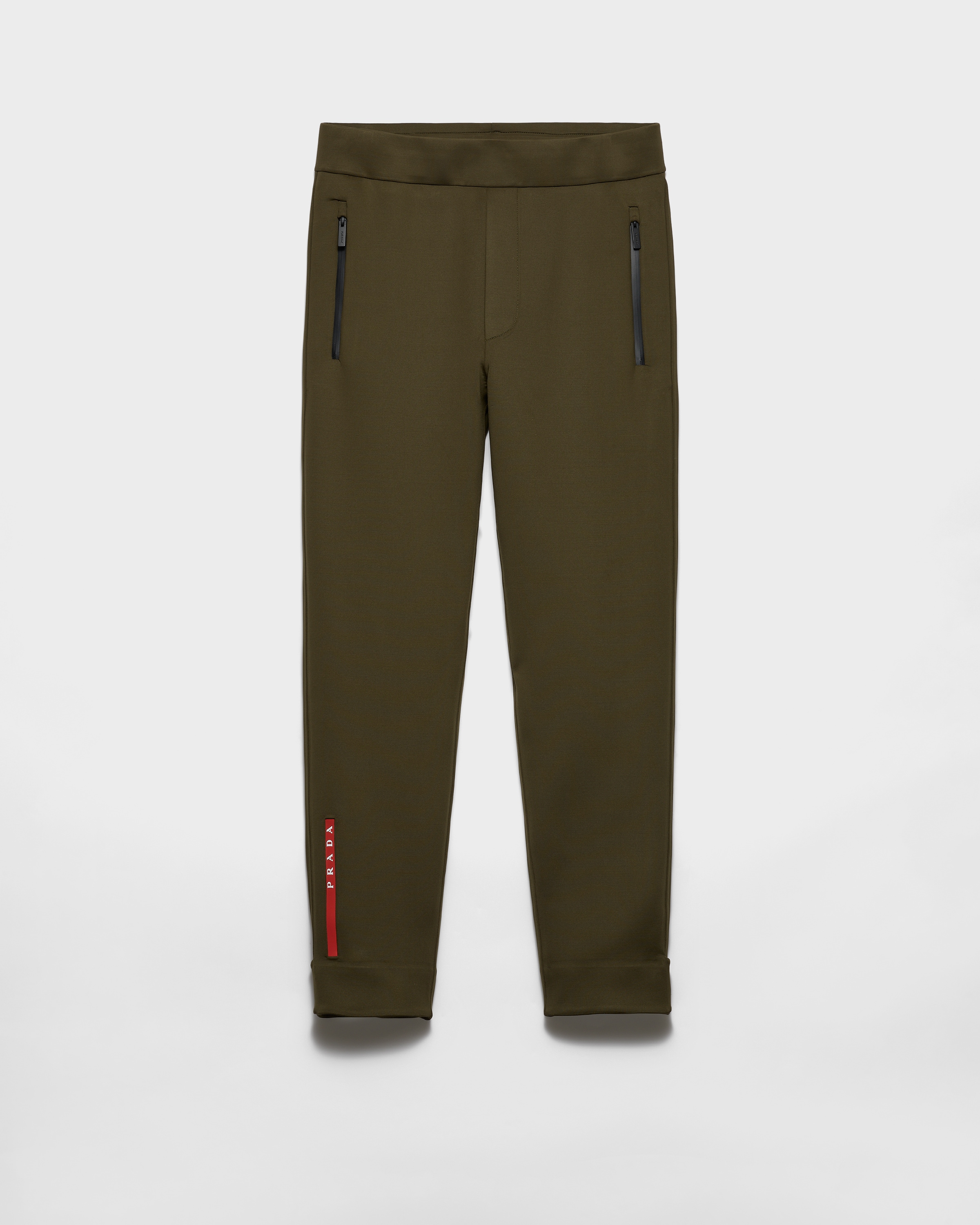 Prada Jogging En Tissu Technique À Coutures Thermosoudées, Homme, Vert Militaire, Taille XL