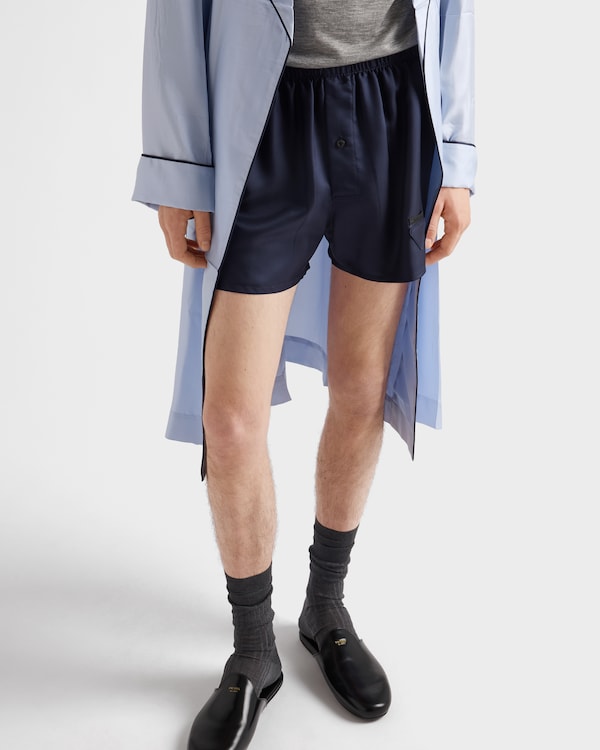 Silk boxer shorts - Navy Silk boxer shorts - Navy