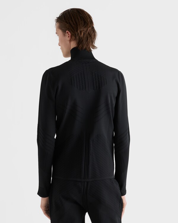 Rollkragenpullover aus Techno-Strick - Schwarz Rollkragenpullover aus Techno-Strick - Schwarz