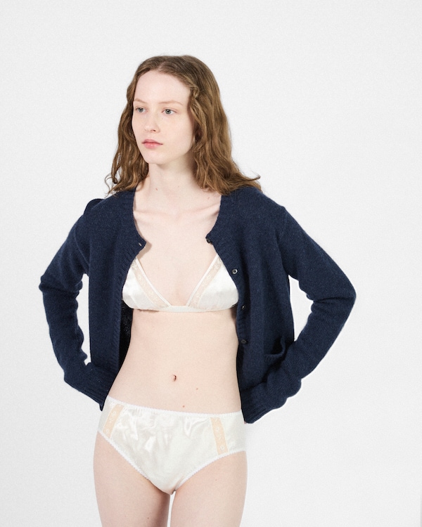 Lace-trimmed satin panty - White Lace-trimmed satin panty - White