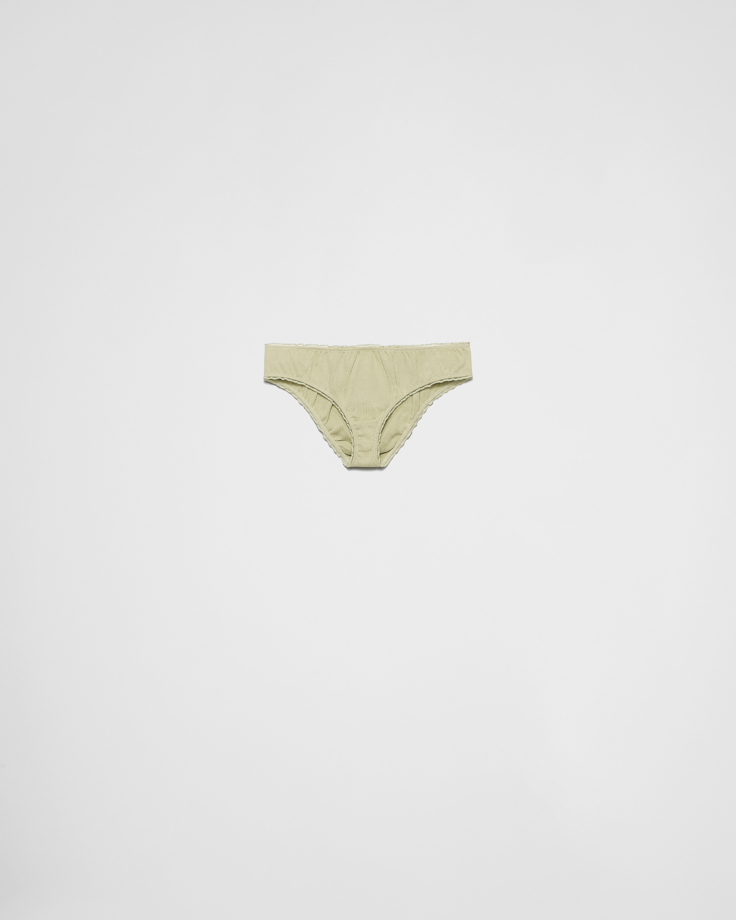 Prada Ribbed Cotton Panty In Agave Green