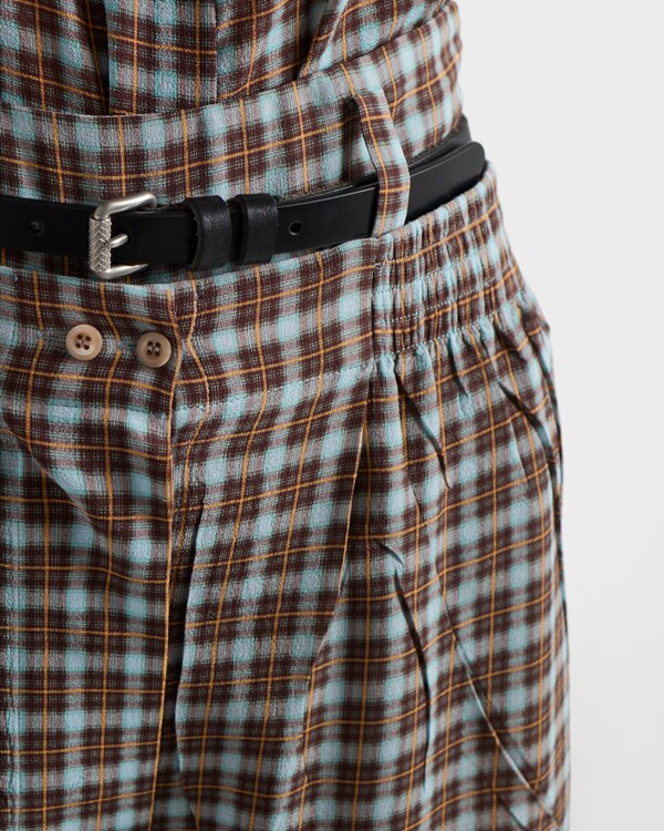 Short en georgette à carreaux - Turquoise/Marron cacao Short en georgette à carreaux - Turquoise/Marron cacao