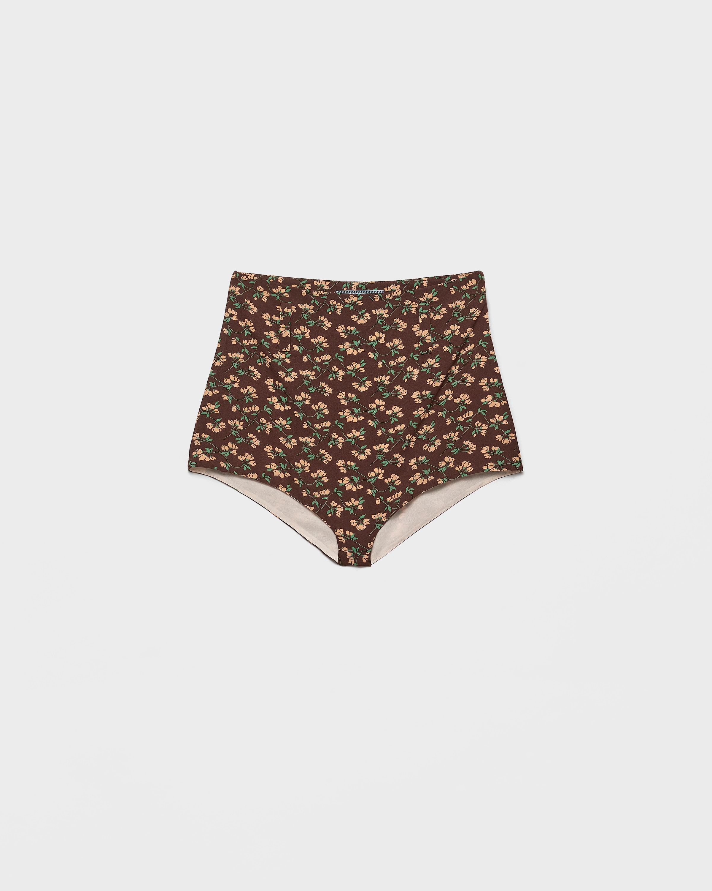 Prada Floral Print Georgette Brief In Brown
