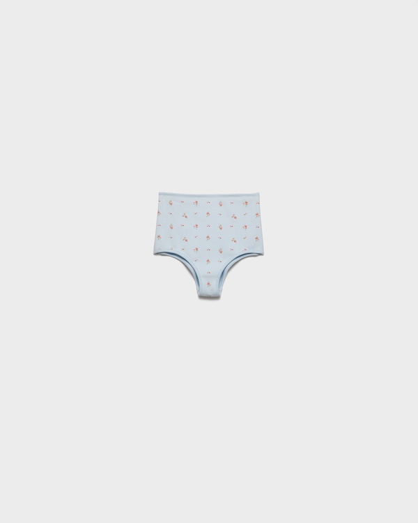 Floral print elasticized cotton panties - Sky Blue Floral print elasticized cotton panties - Sky Blue
