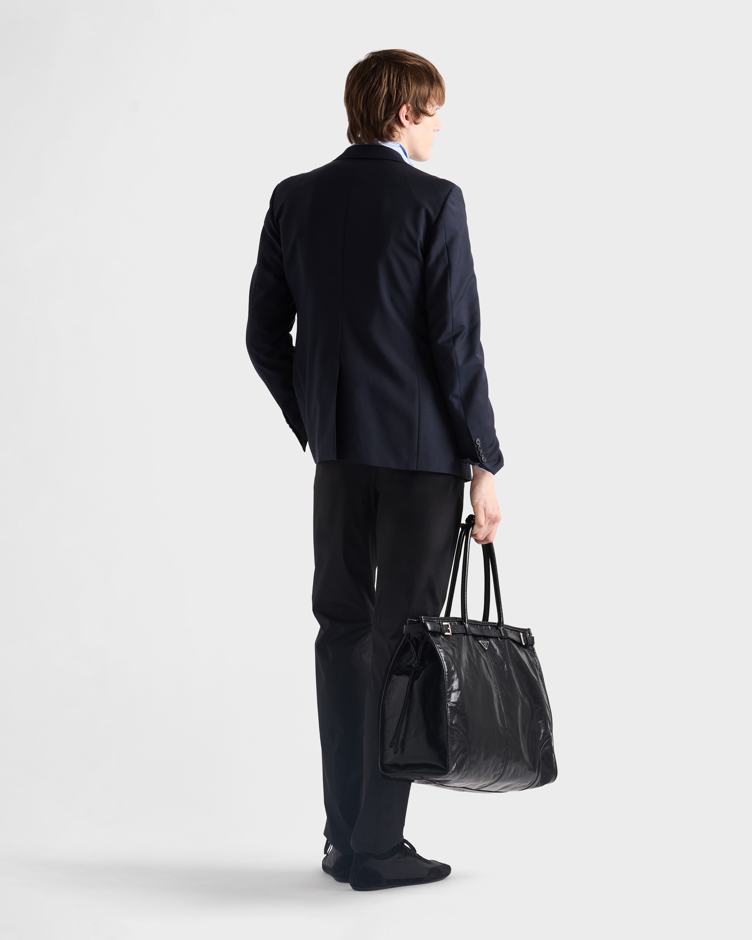 Black Stretch Poplin Pants | PRADA