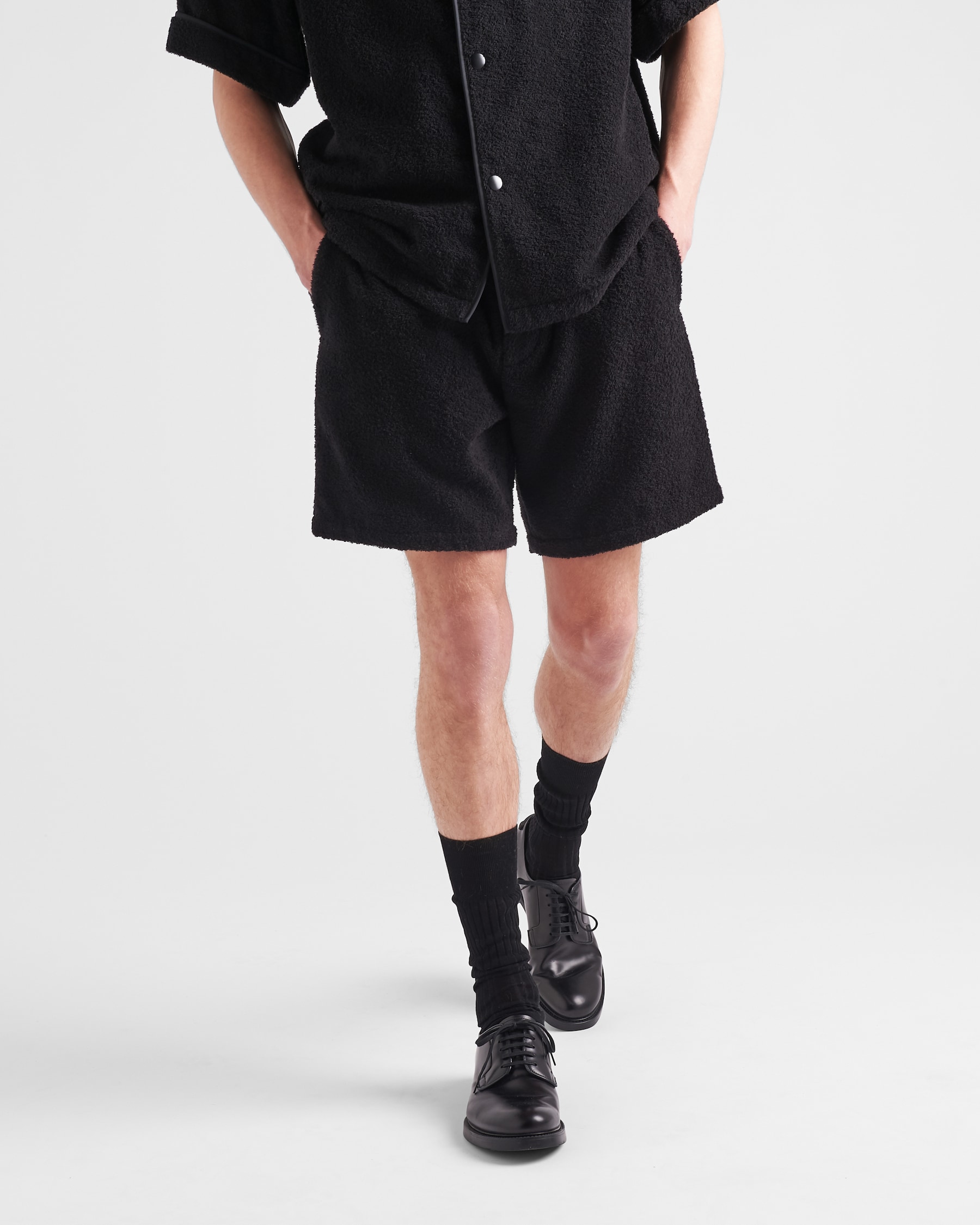 PRADA Size 36 Black Cotton Flat Front Zip Fly Shorts main image 0