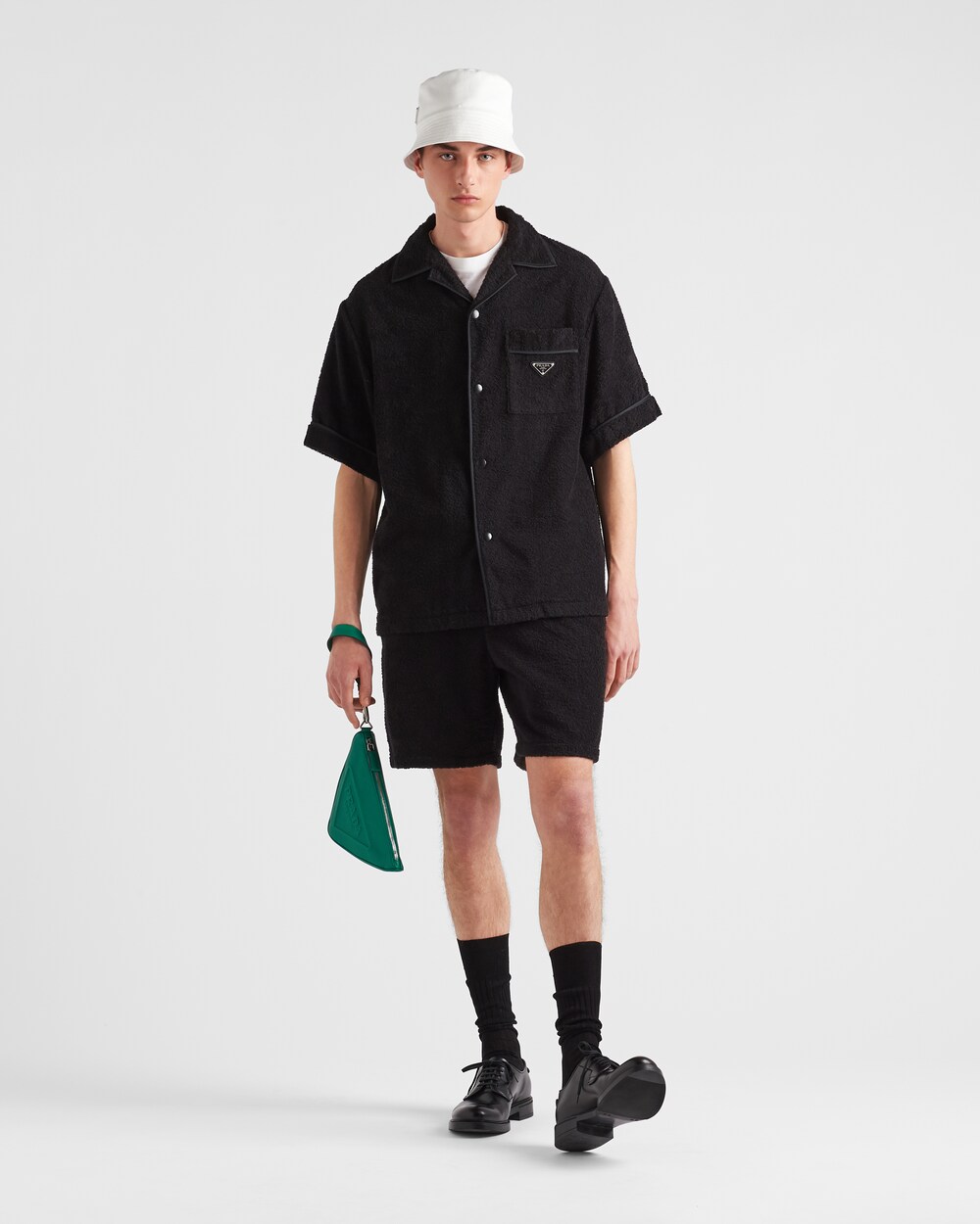 Black Cotton terry shorts | Prada