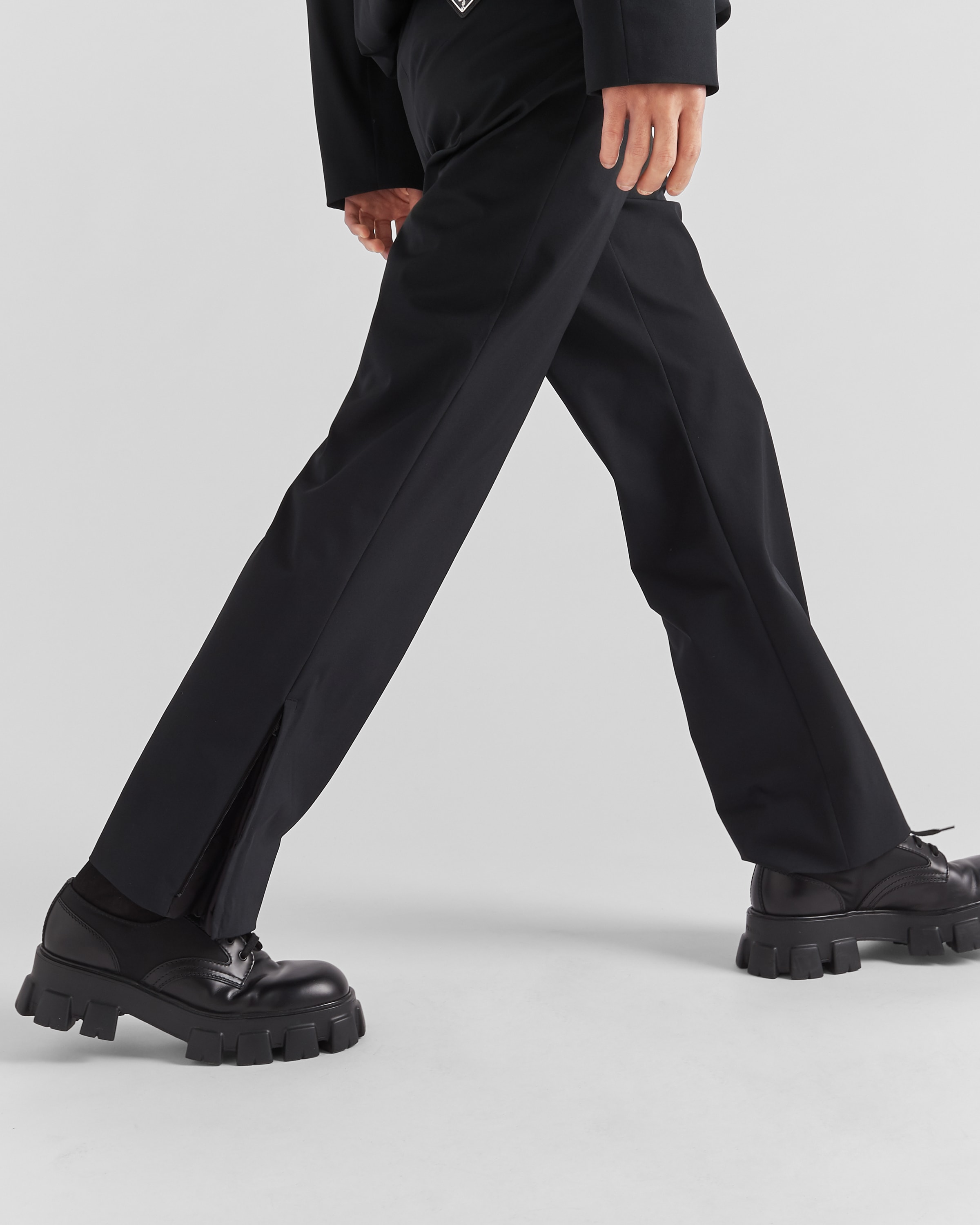 Black Stretch technical fabric pants | Prada
