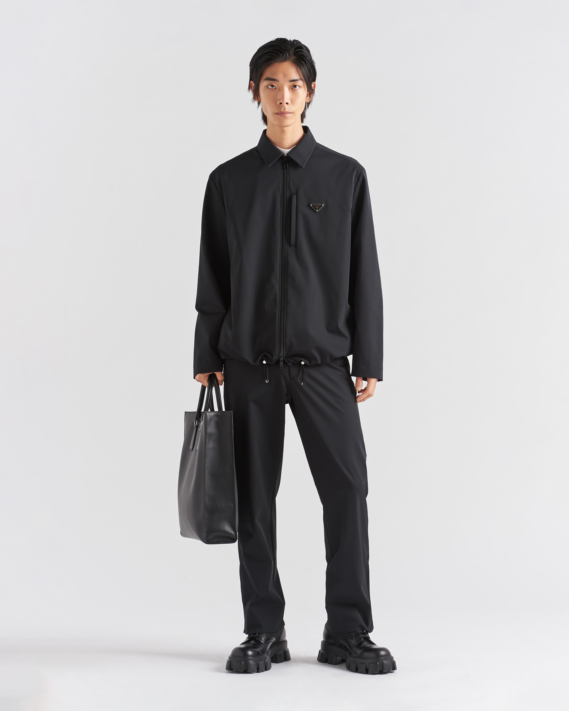 Black Stretch Technical Fabric Pants PRADA