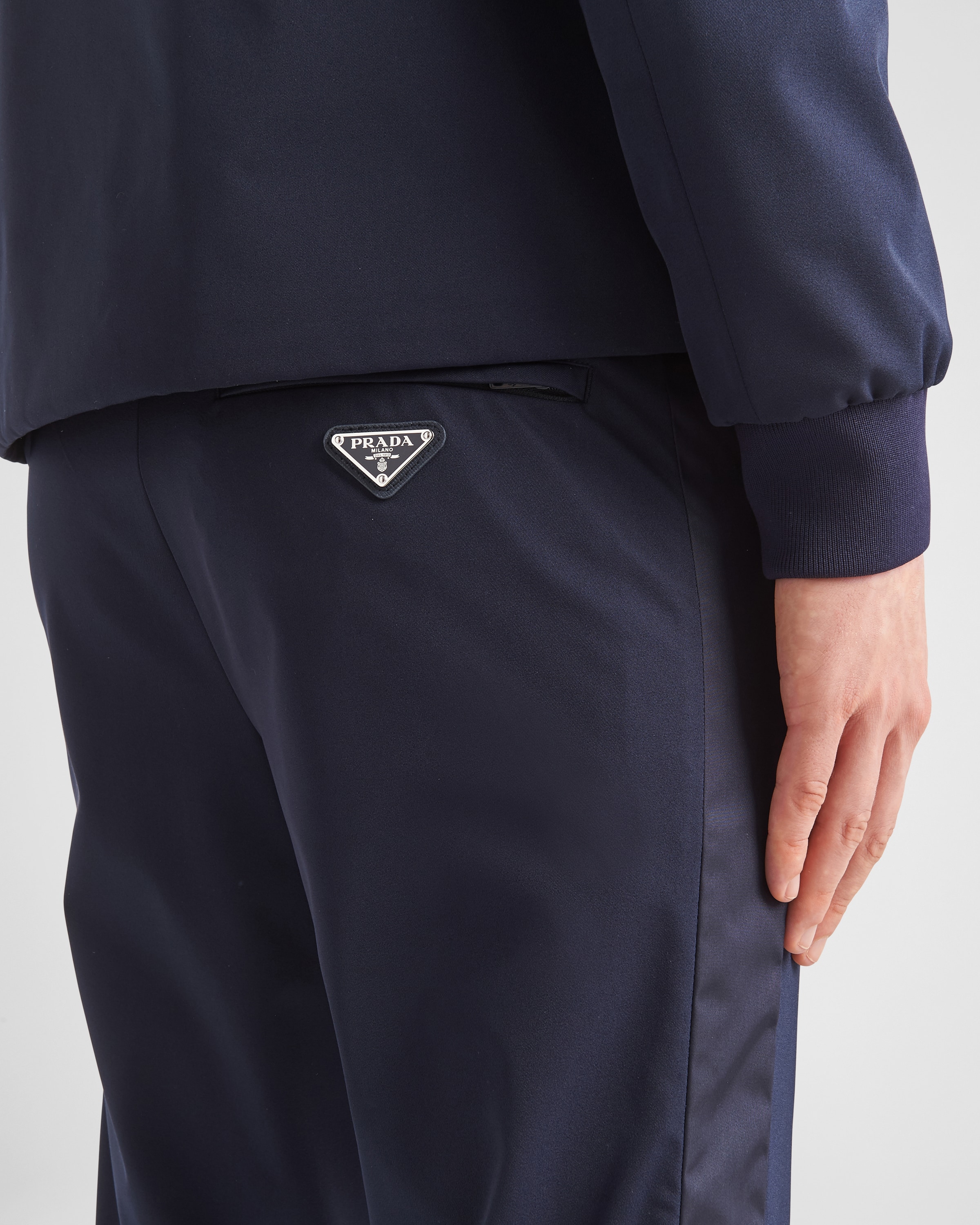 Navy Stretch technical fabric pants | PRADA - France