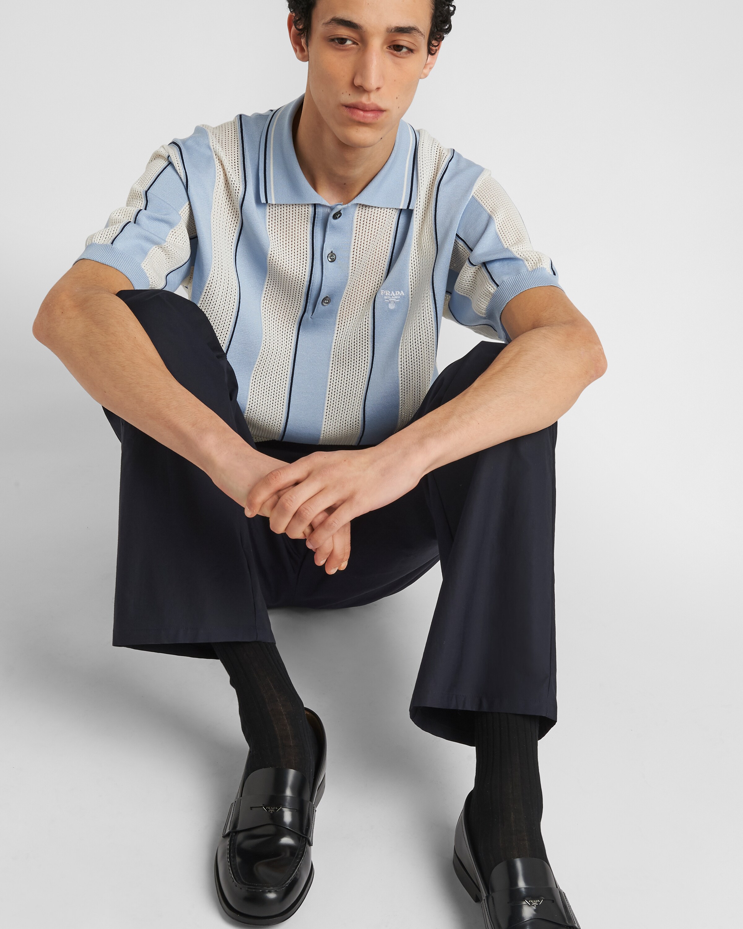 ネイビー コットン パンツ | PRADA