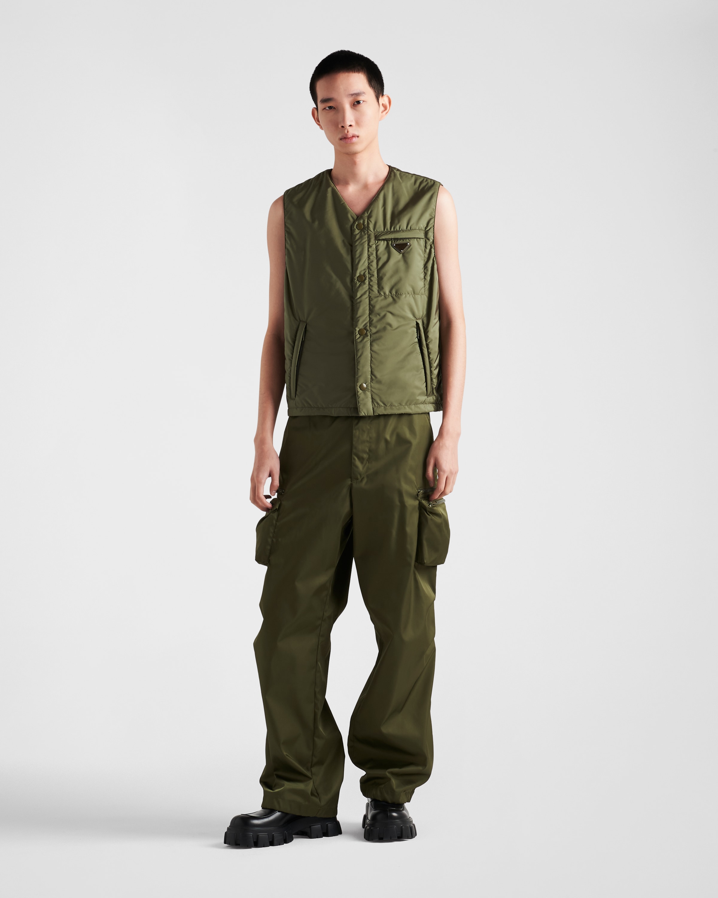 Shop Prada Re-nylon Pants In Loden Green