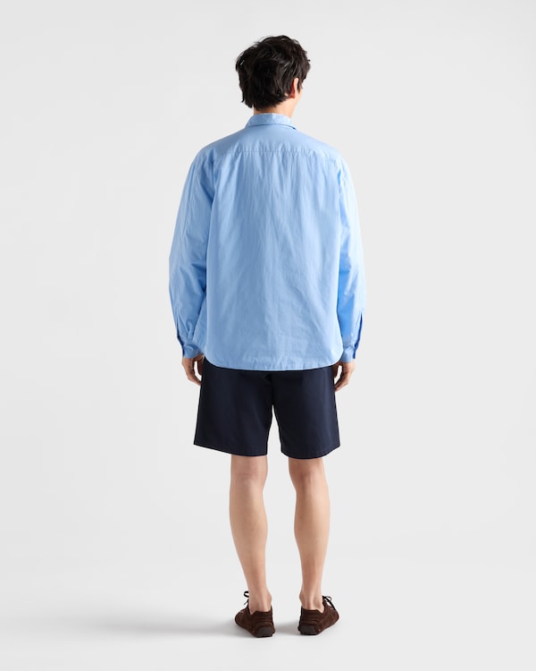 Vintage-effect cotton Bermudas - Blue Vintage-effect cotton Bermudas - Blue