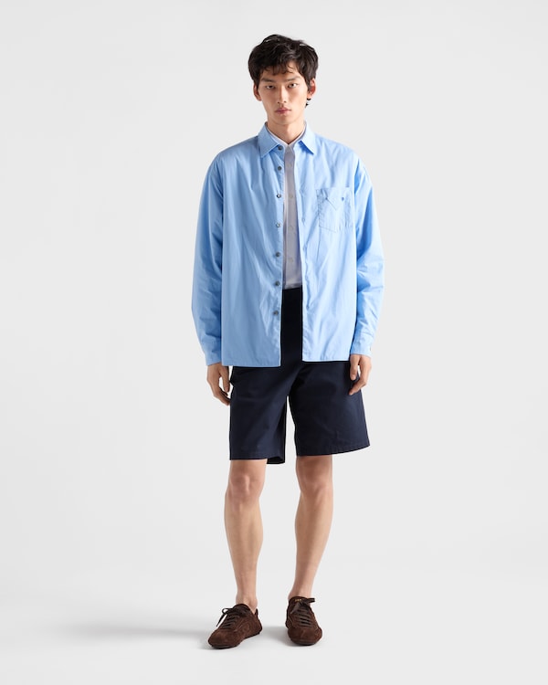 Vintage-effect cotton Bermudas - Blue Vintage-effect cotton Bermudas - Blue