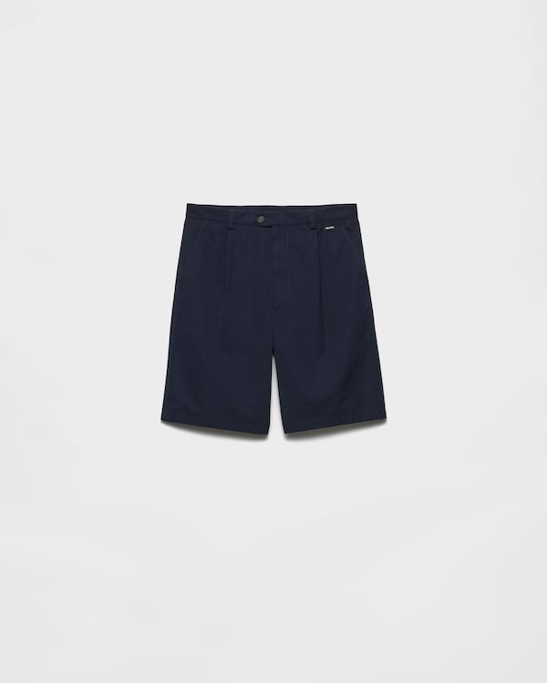 Vintage-effect cotton Bermudas - Blue Vintage-effect cotton Bermudas - Blue