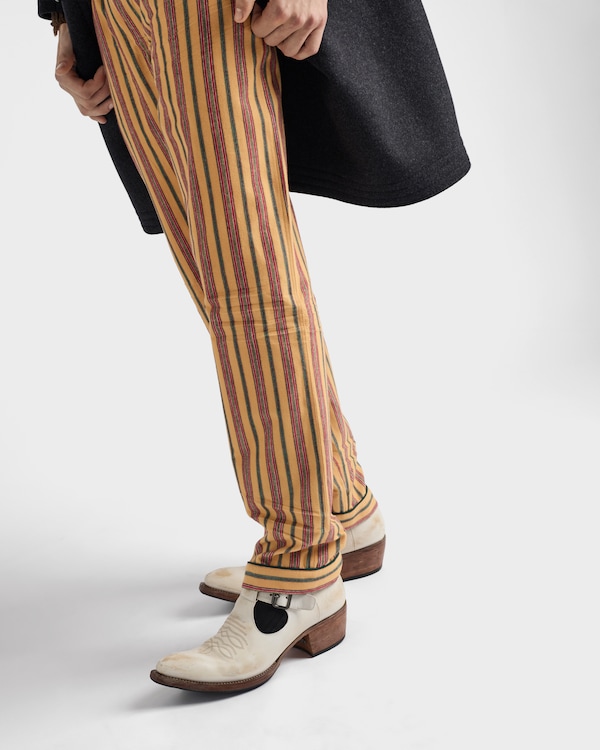 Pantalones de algodón a rayas - Cognac/Rojo Pantalones de algodón a rayas - Cognac/Rojo