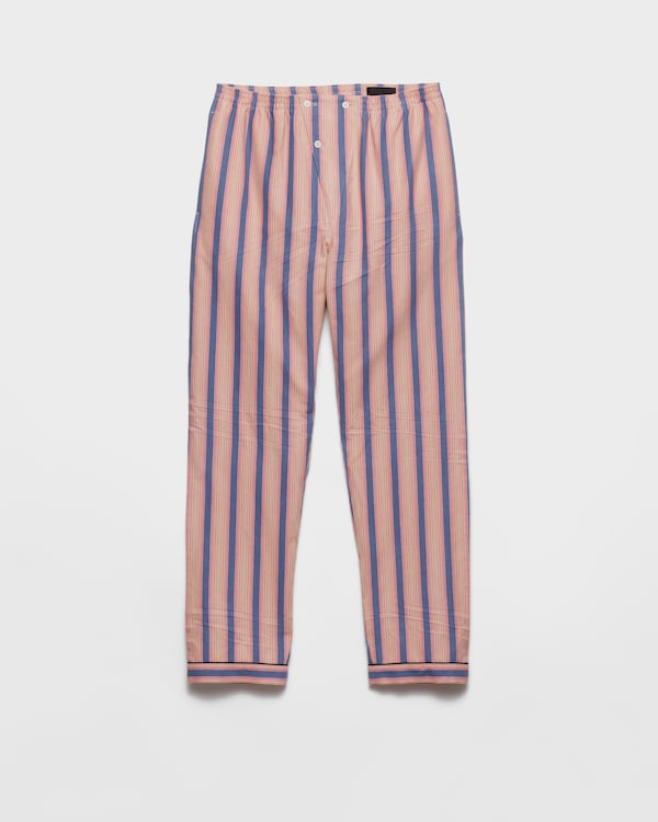 Blue/Alabaster Pink Striped cotton pants | PRADA