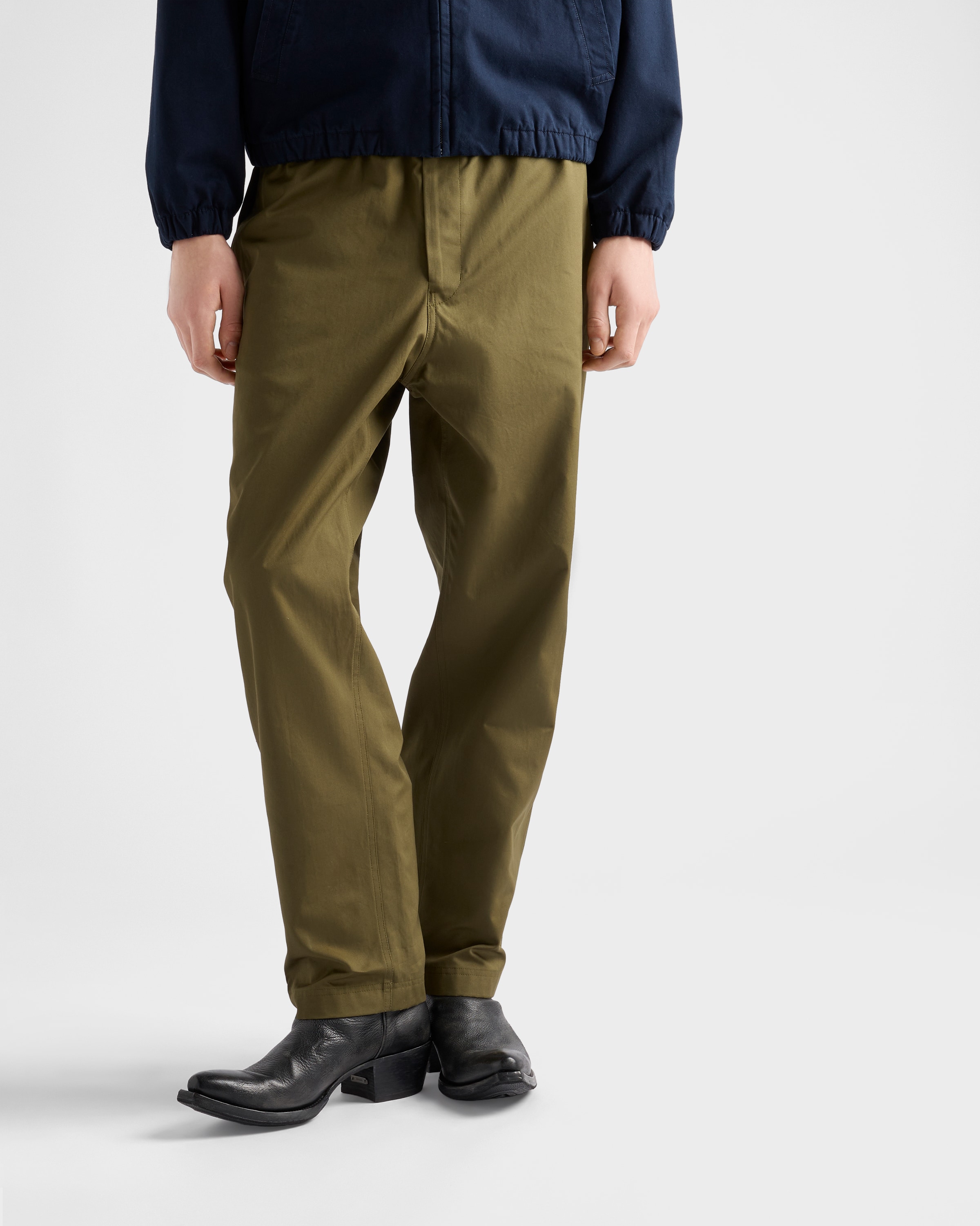 Prada Triangle-logo Patch-pocket Trousers In Green