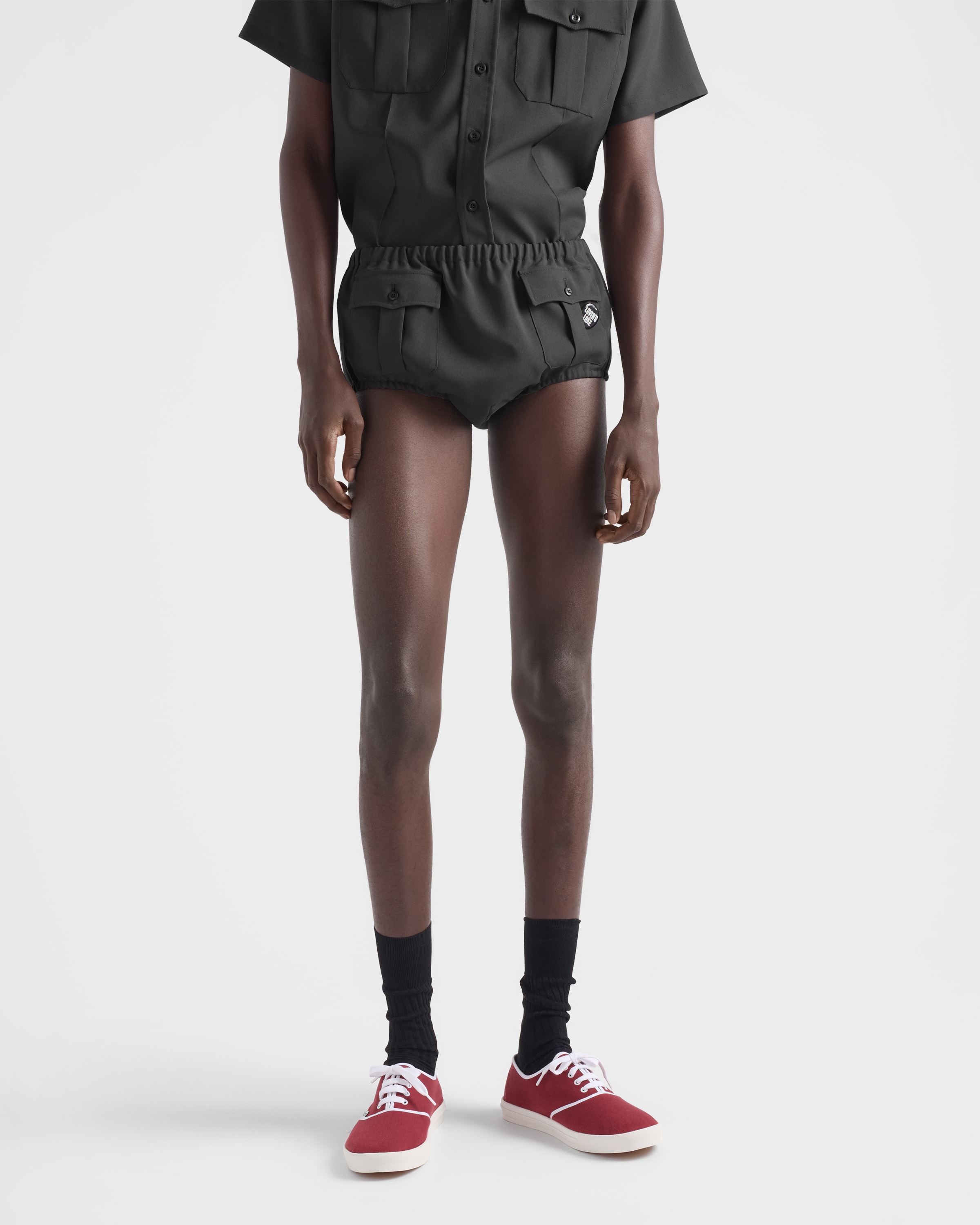 Iron Gray Technical Fabric Shorts | PRADA - United States