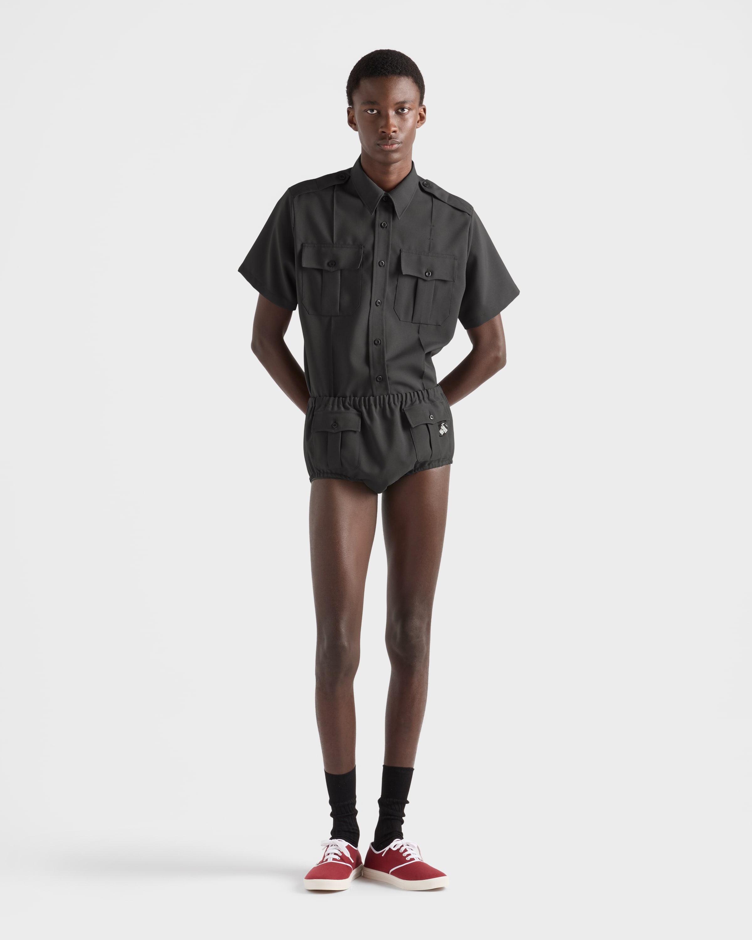 Iron Gray Technical Fabric Shorts | PRADA