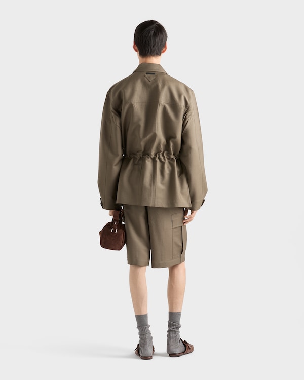 Mohair and wool Bermudas - Military Green Mohair and wool Bermudas - Military Green