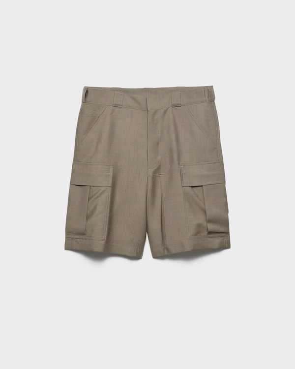 Mohair and wool Bermudas - Military Green Mohair and wool Bermudas - Military Green