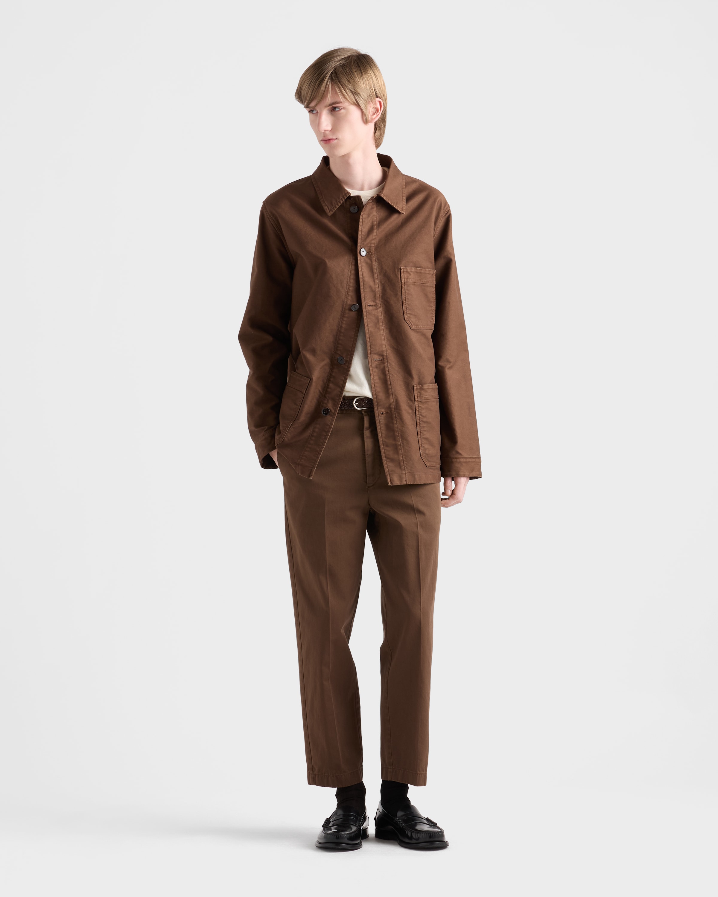 Tobacco Cotton gabardine pants | PRADA - United States