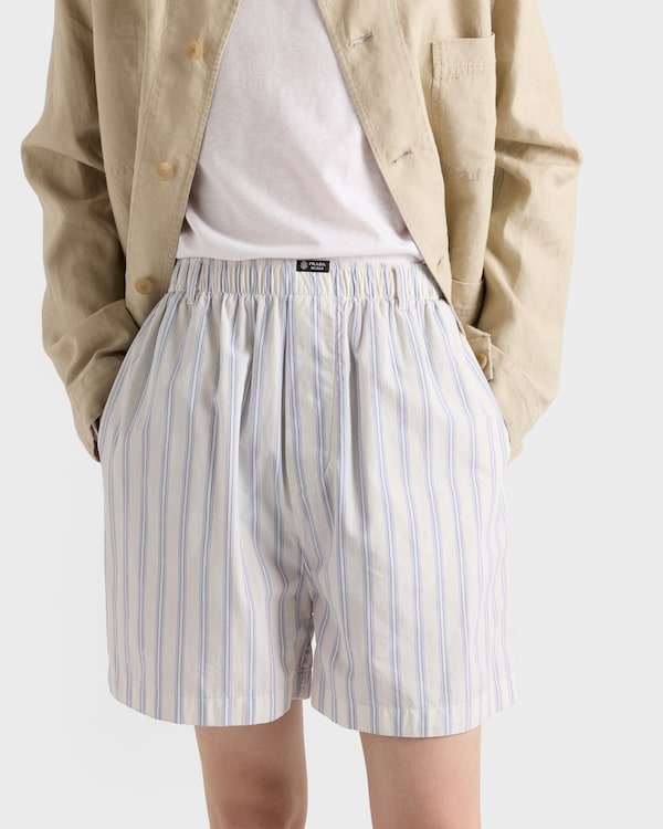 Poplin Bermudas - Ivory/Periwinkle Blue Poplin Bermudas - Ivory/Periwinkle Blue