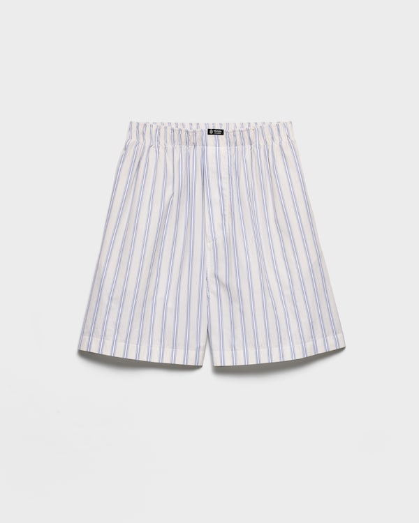 Poplin Bermudas - Ivory/Periwinkle Blue Poplin Bermudas - Ivory/Periwinkle Blue