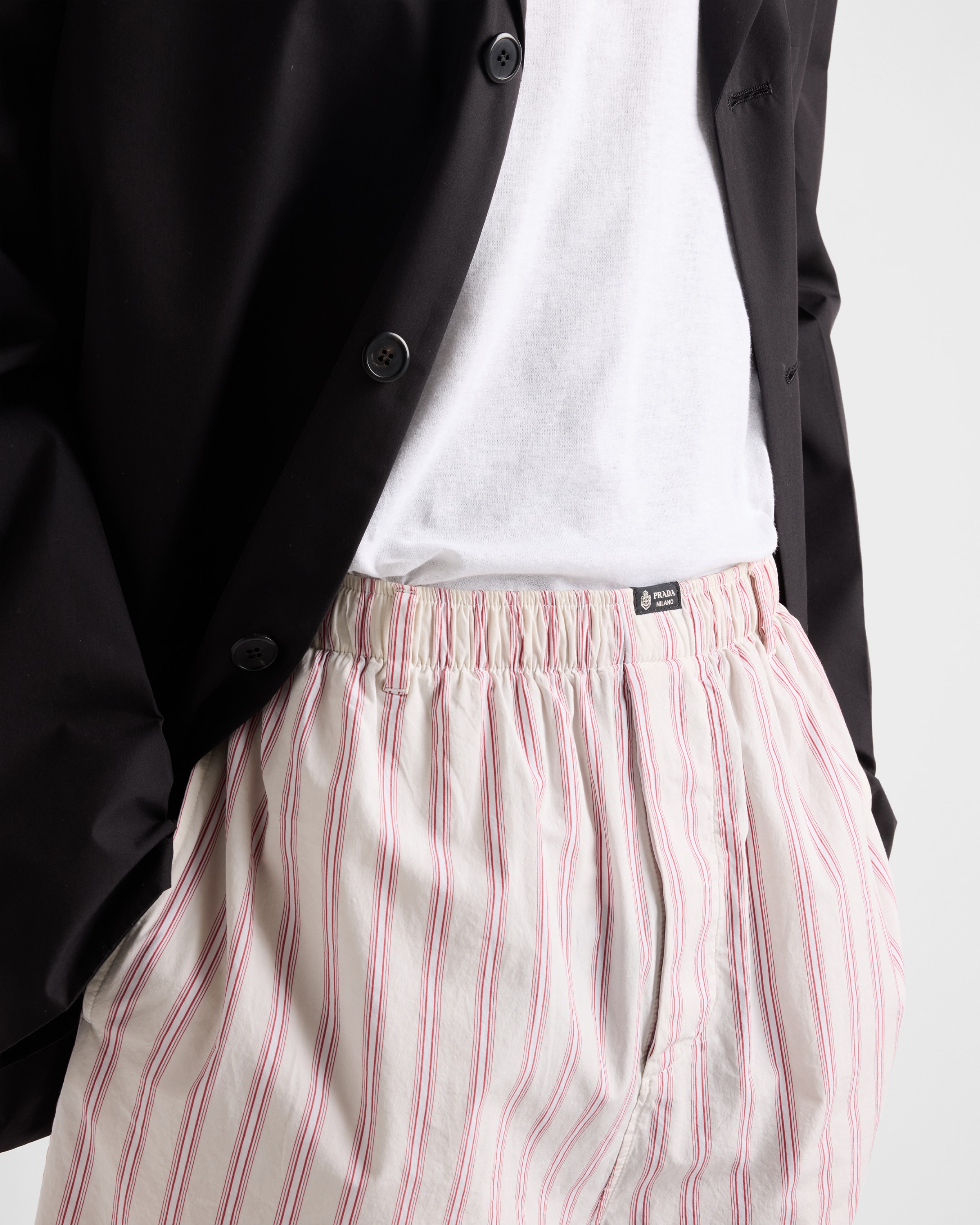 Ivory/tamarind Poplin Bermudas | PRADA - United States