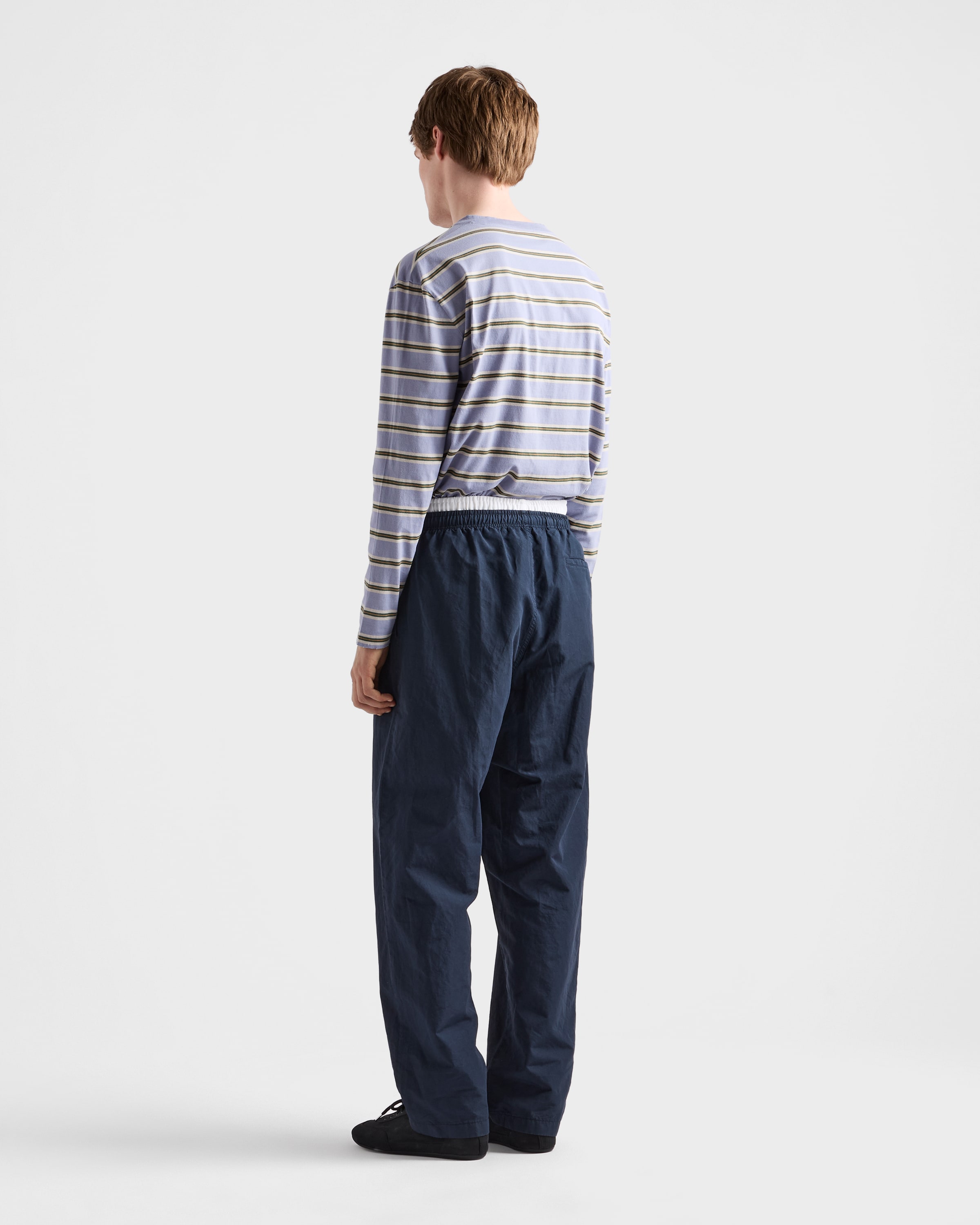 Navy Linen Blend Pants | PRADA - United States